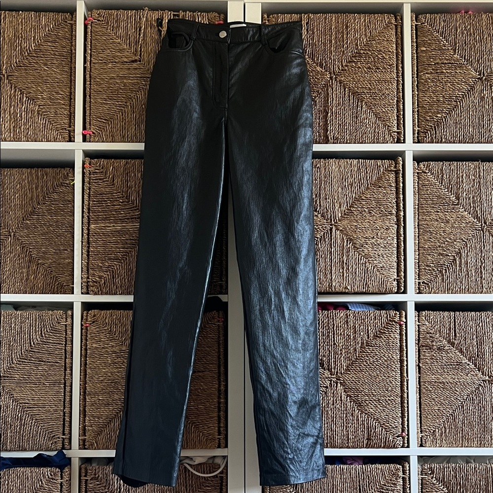 Wilfred Dark Faux Leather Trousers